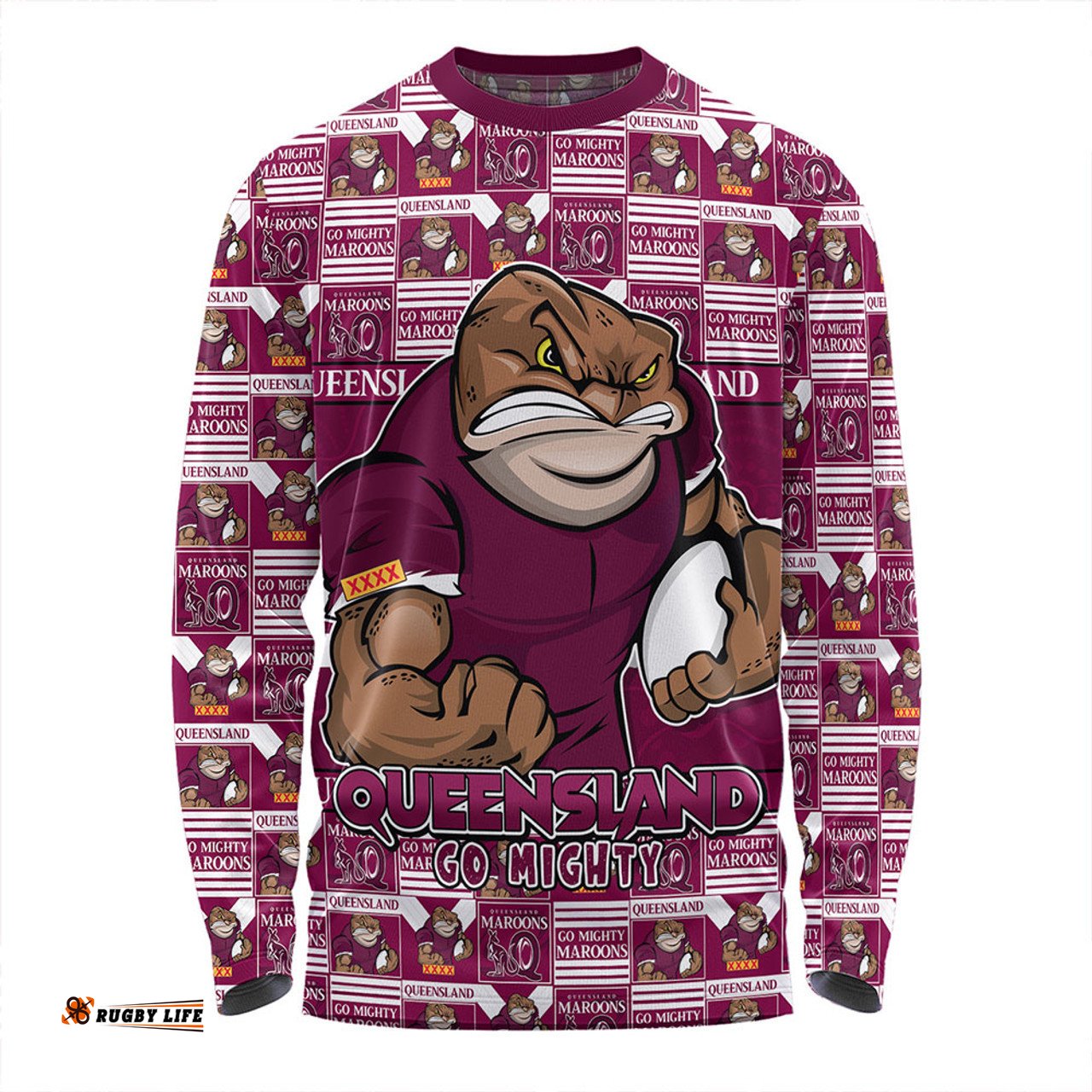 Amazing Aussie Queensland Maroons Champion���s Pride Comic Style Long Sleeve T-shirt