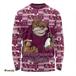 Amazing Aussie Queensland Maroons Champion���s Pride Comic Style Long Sleeve T-shirt