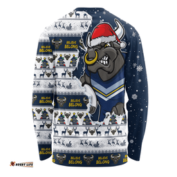 Amazing Aussie North Queensland Cowboys Merry Ugly Christmas Our Beloved Team Scratch Style Long Sleeve T-shirt