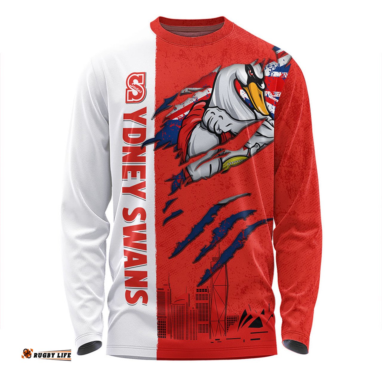 Amazing Aussie Sydney Swans Burning Passion Of Power Scratch Style Long Sleeve T-shirt