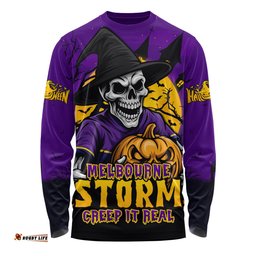 Amazing Aussie Melbourne Storm Dark Moon Rugby Halloween Battle Edition Long Sleeve T-shirt