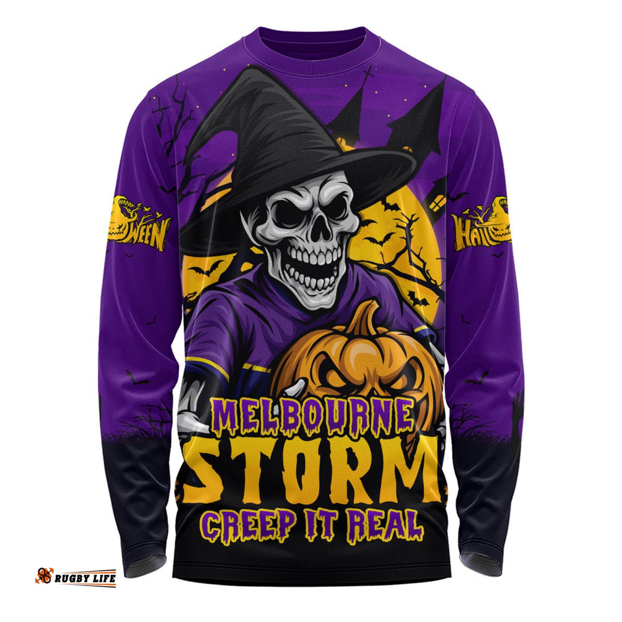 Amazing Aussie Melbourne Storm Dark Moon Rugby Halloween Battle Edition Long Sleeve T-shirt