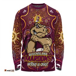 Amazing Aussie Queensland Maroons Aboriginal Pattern Inspired Victory Is Ours Long Sleeve T-shirt