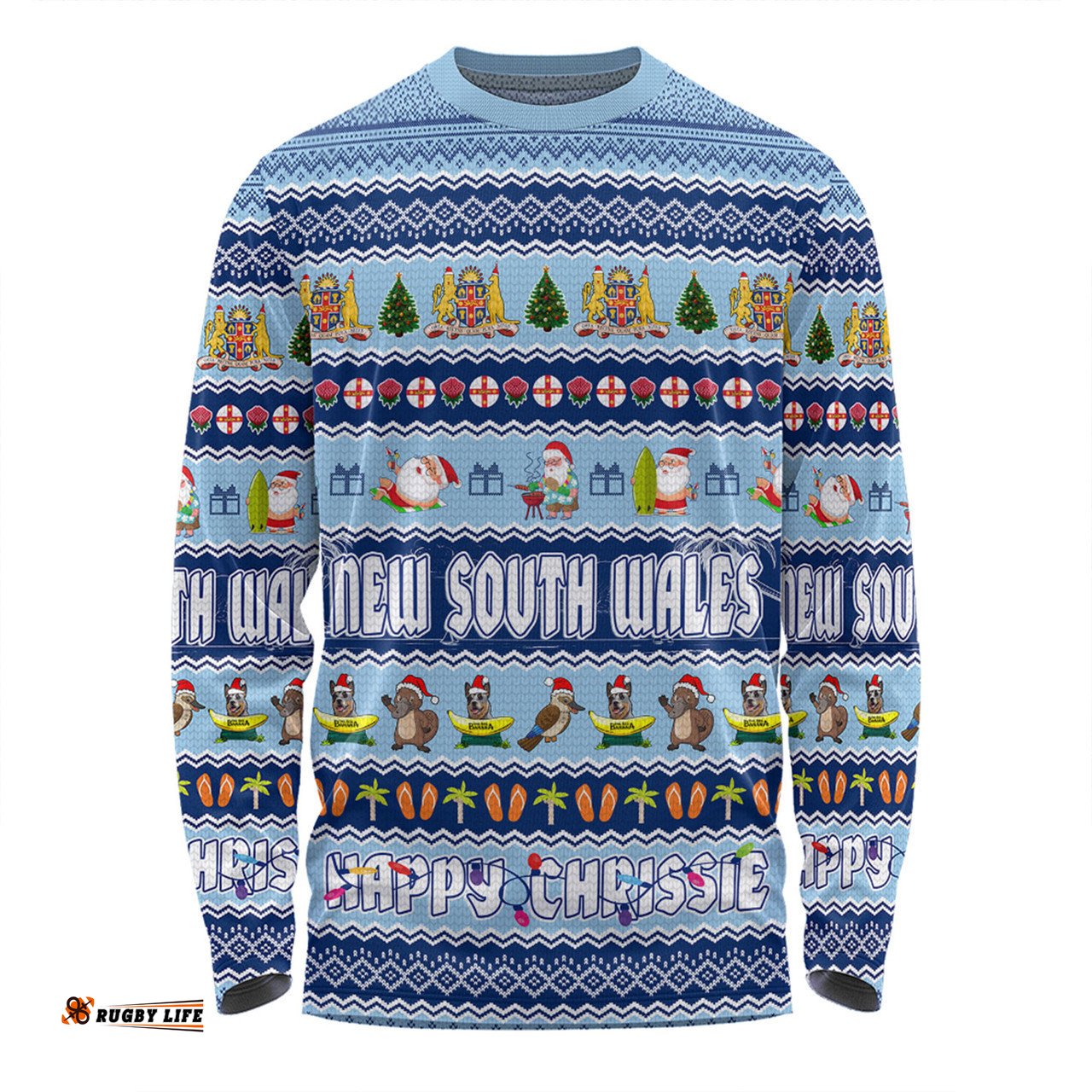 Amazing Aussie New South Wales Christmas Custom Happy Chrissie Ugly Style Long Sleeve T-shirt