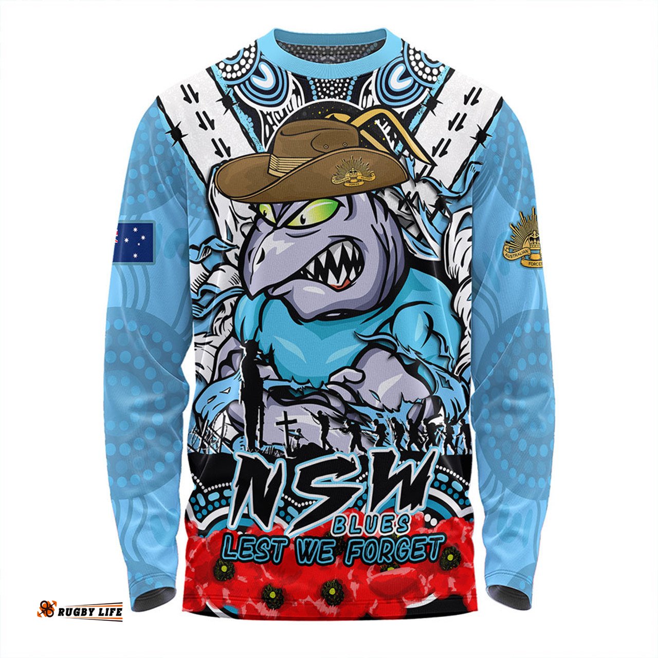 Amazing Aussie New South Wales Blues Ripped Legacy Of The Game The ANZAC Spirit Lives On Long Sleeve T-shirt