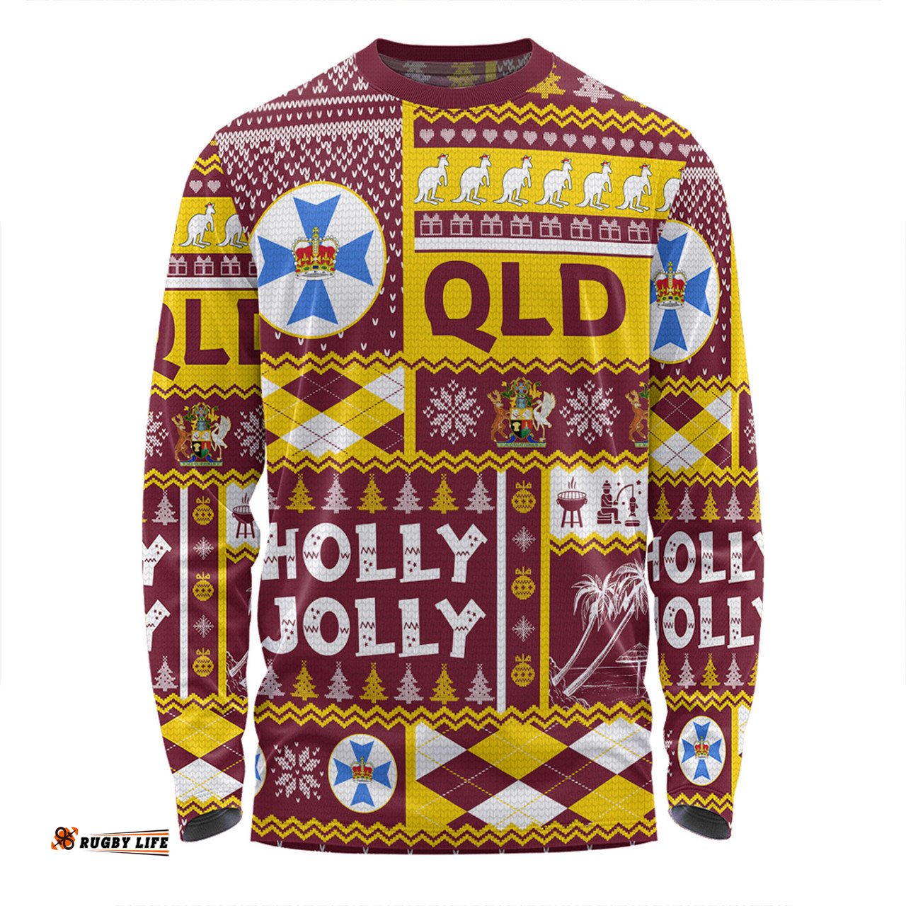Amazing Aussie Queensland Christmas Holly Jolly Chrissie Long Sleeve T-shirt