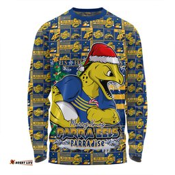 Amazing Aussie Parramatta Eels Merry Ugly Christmas Comic Style Long Sleeve T-shirt