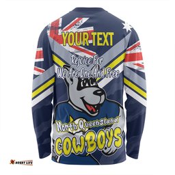 Amazing Aussie North Queensland Cowboys Happy Australia Day We Are One And Free Long Sleeve T-shirt
