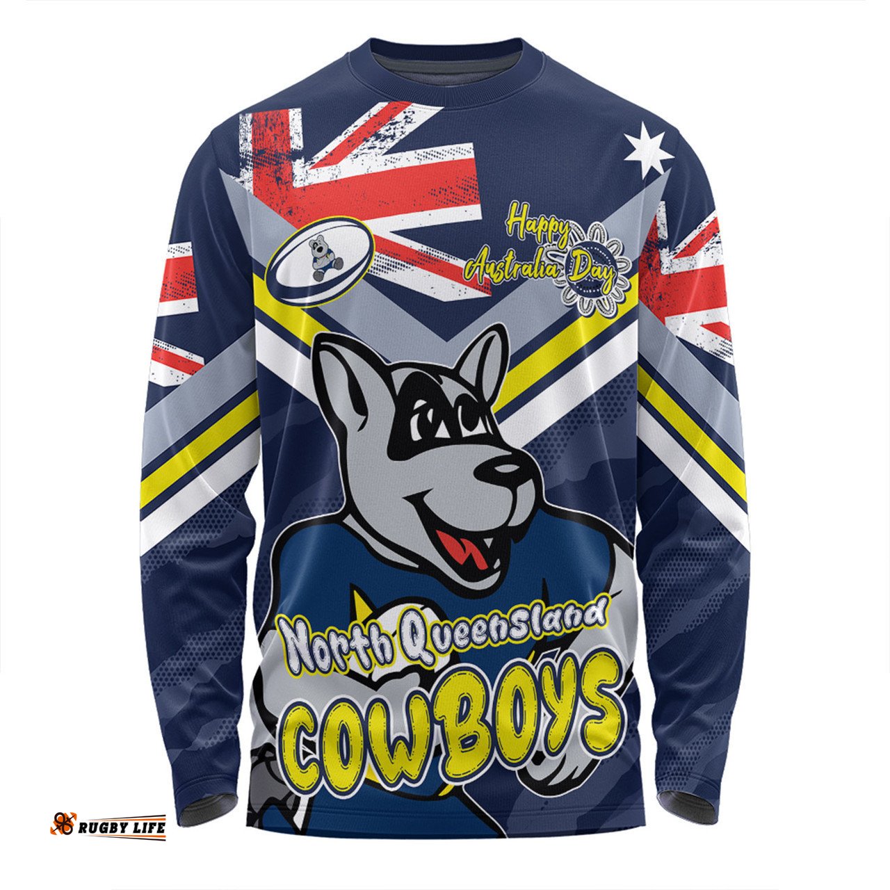 Amazing Aussie North Queensland Cowboys Happy Australia Day We Are One And Free Long Sleeve T-shirt