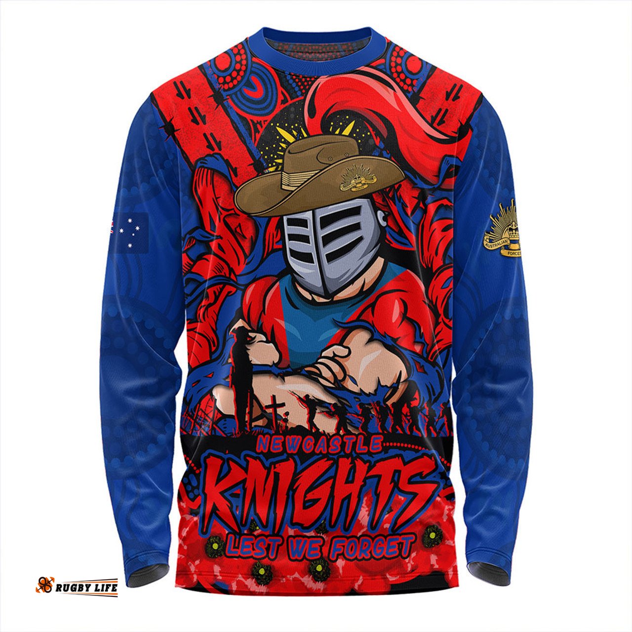 Amazing Aussie Newcastle Knights Ripped Legacy Of The Game The ANZAC Spirit Lives On Long Sleeve T-shirt