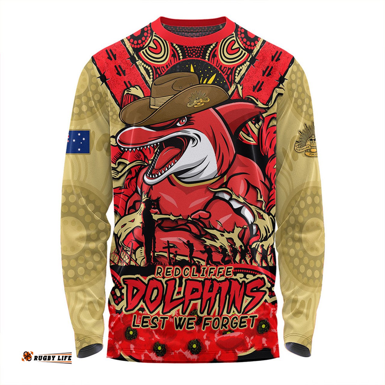 Amazing Aussie Redcliffe Dolphins Ripped Legacy Of The Game The ANZAC Spirit Lives On Long Sleeve T-shirt