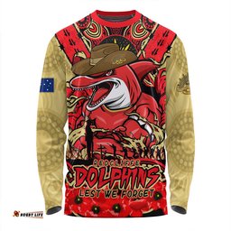 Amazing Aussie Redcliffe Dolphins Ripped Legacy Of The Game The ANZAC Spirit Lives On Long Sleeve T-shirt