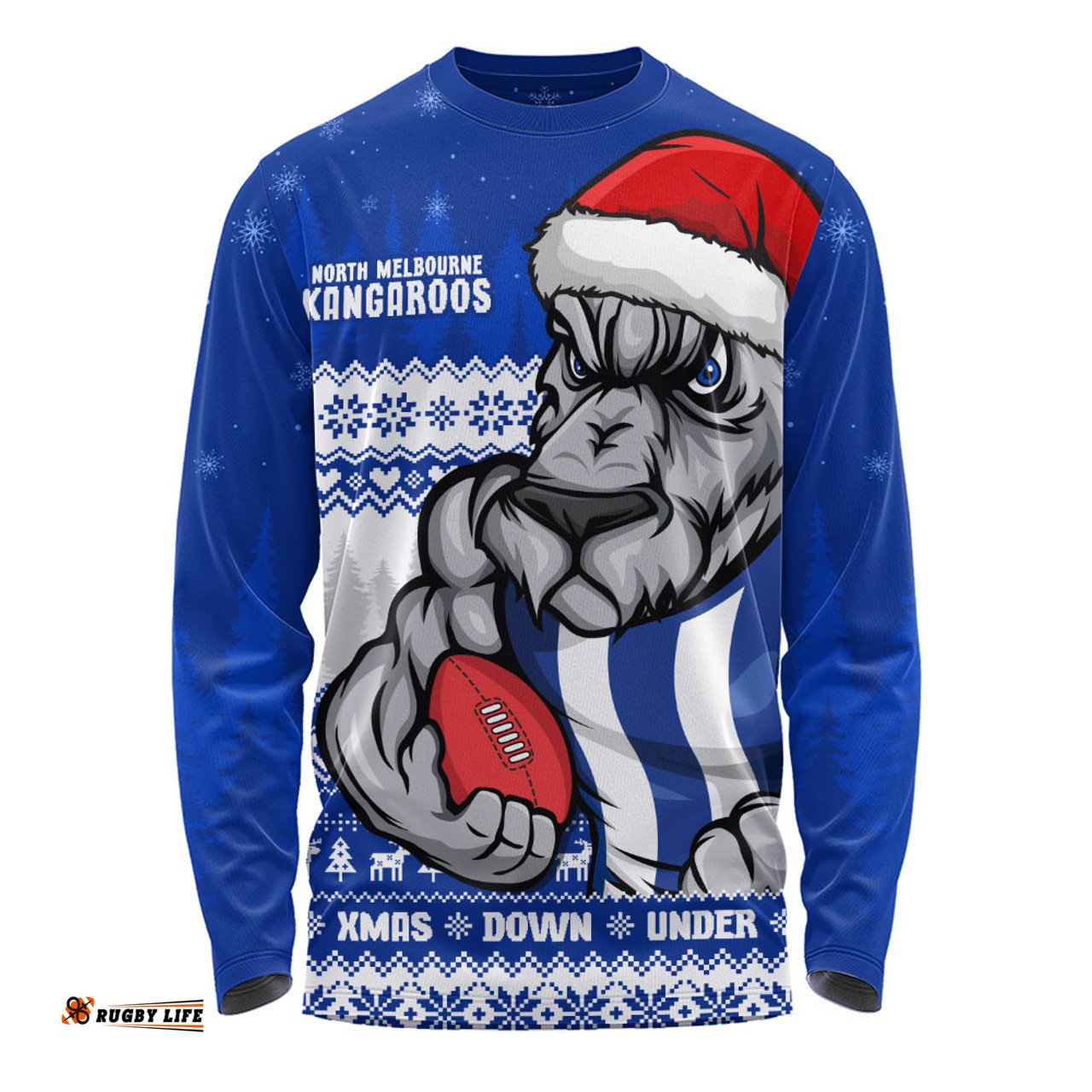 Amazing Aussie North Melbourne Merry Christmas Down Under Footy Power Style Long Sleeve T-shirt