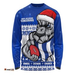 Amazing Aussie North Melbourne Merry Christmas Down Under Footy Power Style Long Sleeve T-shirt