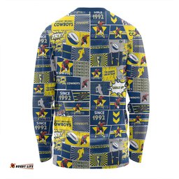 Amazing Aussie North Queensland Cowboys Team Of Us Die Hard Fan Supporters Comic Style Long Sleeve T-shirt