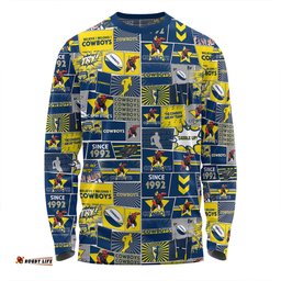 Amazing Aussie North Queensland Cowboys Team Of Us Die Hard Fan Supporters Comic Style Long Sleeve T-shirt