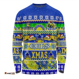 Amazing Aussie Parramatta Eels Christmas Aboriginal Custom Indigenous Knitted Ugly Xmas Style Long Sleeve T-shirt