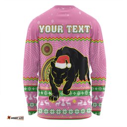 Amazing Aussie Penrith Panthers Christmas Custom Ugly Xmas And Aboriginal Patterns For Die Hard Fan Long Sleeve T-shirt
