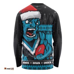 Amazing Aussie Port Adelaide Merry Christmas Down Under Footy Power Style Long Sleeve T-shirt