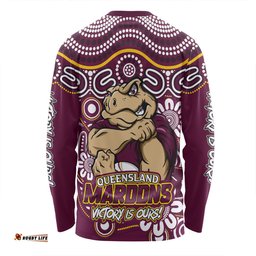 Amazing Aussie Queensland Maroons Aboriginal Inspired Tough Fan Rugby For Life Long Sleeve T-shirt