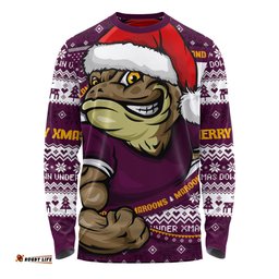 Amazing Aussie Queensland Maroons Ugly Knit Style For Christmas Game Fans Long Sleeve T-shirt