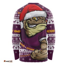Amazing Aussie Queensland Maroons Ugly Knit Style For Christmas Game Fans Long Sleeve T-shirt