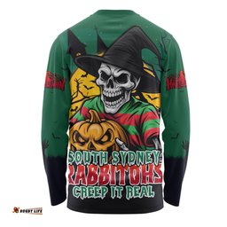 Amazing Aussie South Sydney Rabbitohs Dark Moon Rugby Halloween Battle Edition Long Sleeve T-shirt