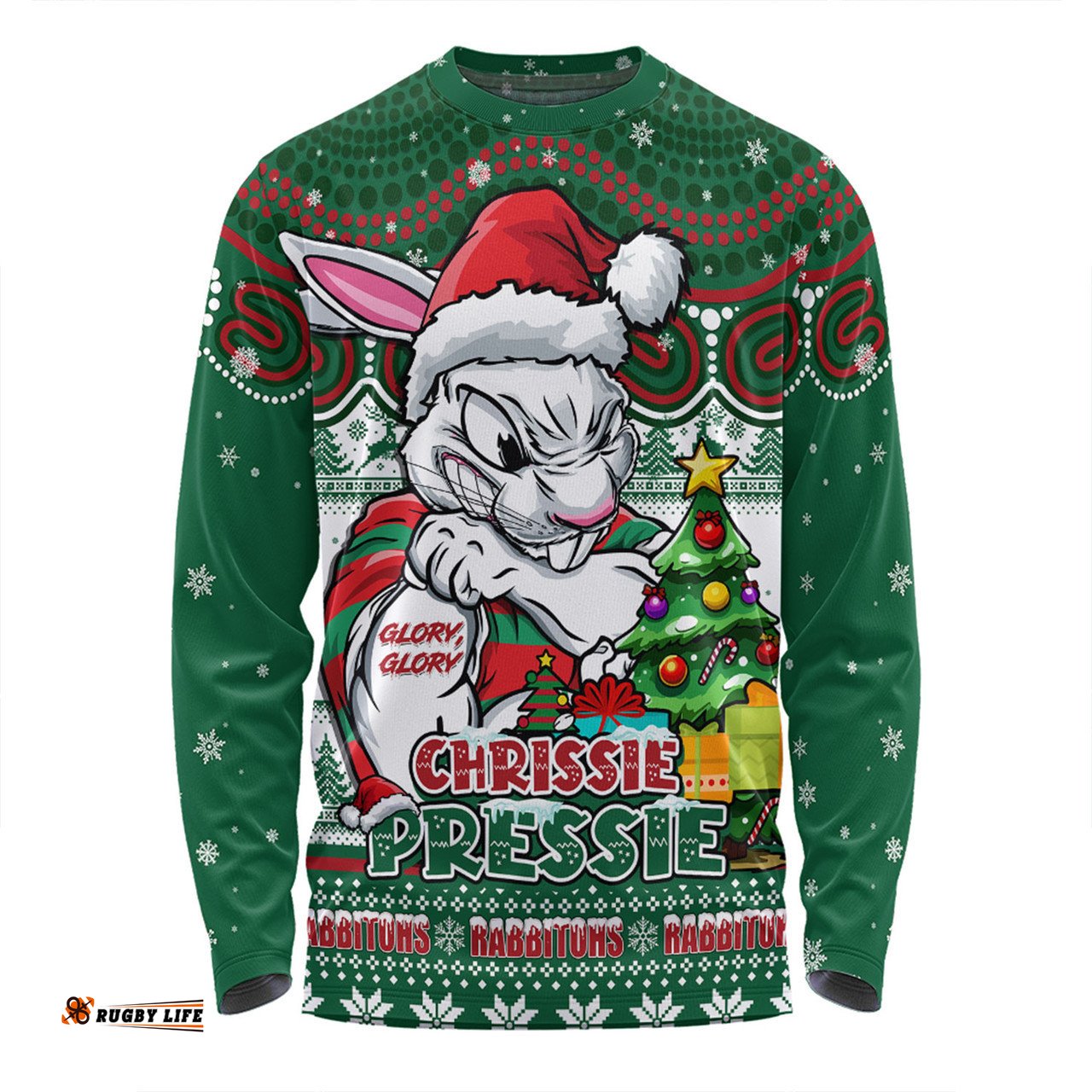 Amazing Aussie South Sydney Rabbitohs Aussie Ugly Christmas For Die Hard Fan Supporters Long Sleeve T-shirt