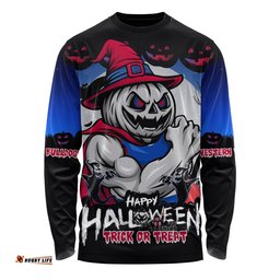 Amazing Aussie Western Bulldogs Dark Pumpkin Halloween Spirit Long Sleeve T-shirt