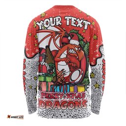 Amazing Aussie St. George Illawarra Dragons Christmas Custom Merry Christmas Our Beloved Team With Aboriginal Dot Art Pattern Long Sleeve T-shirt