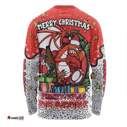 Amazing Aussie St. George Illawarra Dragons Christmas Custom Merry Christmas Our Beloved Team With Aboriginal Dot Art Pattern Long Sleeve T-shirt