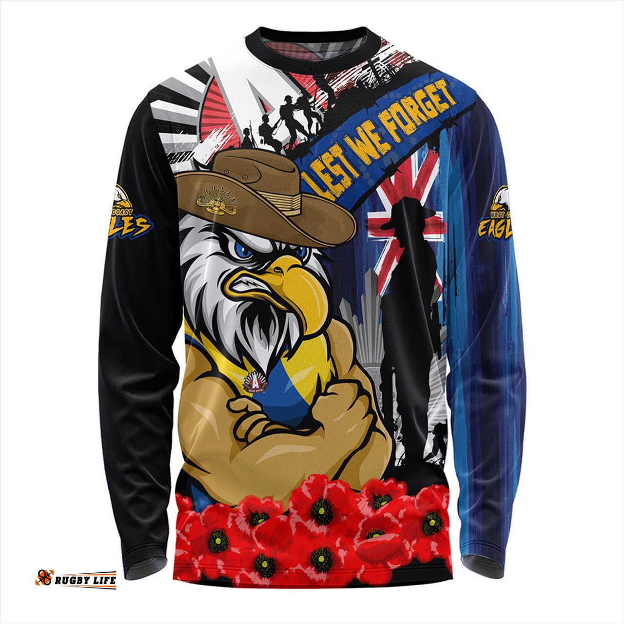 Amazing Aussie West Coast Eagles Anzac Day Honor United In Spirit Long Sleeve T-shirt