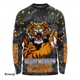Amazing Aussie Wests Tigers Custom Team With Dot And Star Patterns For Tough Fan Long Sleeve T-shirt