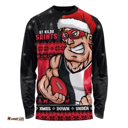 Amazing Aussie St Kilda Merry Christmas Down Under Footy Power Style Long Sleeve T-shirt