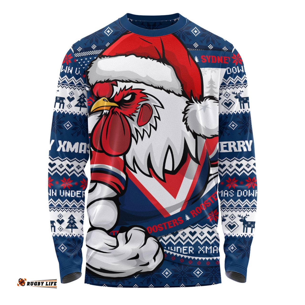 Amazing Aussie Sydney Roosters Ugly Knit Style For Christmas Game Fans Long Sleeve T-shirt