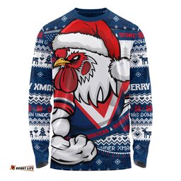 Amazing Aussie Sydney Roosters Ugly Knit Style For Christmas Game Fans Long Sleeve T-shirt