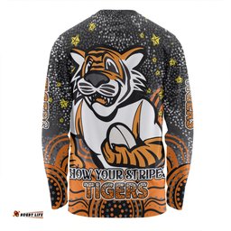 Amazing Aussie Wests Tigers Custom Custom With Aboriginal Inspired Style Of Dot Painting Patterns Long Sleeve T-shirt