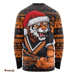 Amazing Aussie Wests Tigers Ugly Knit Style For Christmas Game Fans Long Sleeve T-shirt