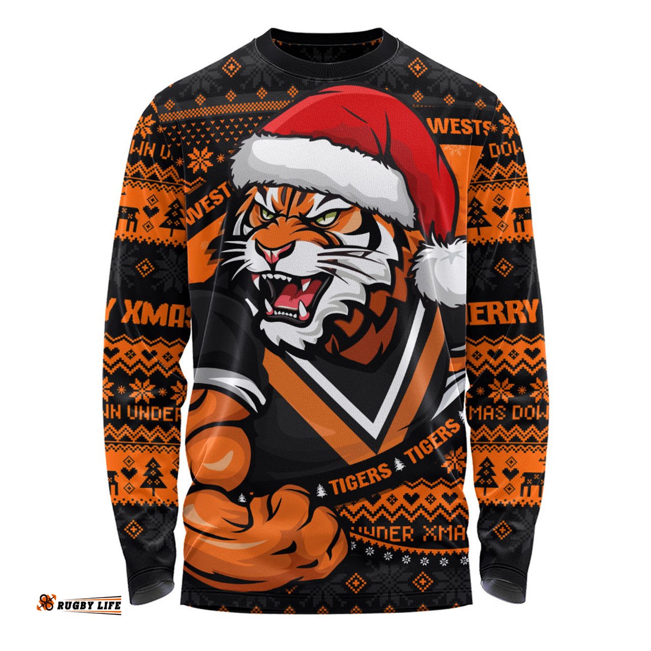 Amazing Aussie Wests Tigers Ugly Knit Style For Christmas Game Fans Long Sleeve T-shirt