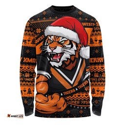 Amazing Aussie Wests Tigers Ugly Knit Style For Christmas Game Fans Long Sleeve T-shirt
