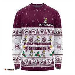 Amazing Aussie Manly Warringah Sea Eagles Christmas Custom Special Ugly Christmas Long Sleeve T-shirt