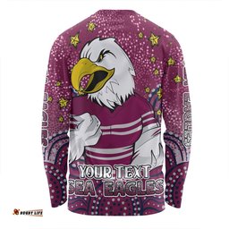 Amazing Aussie Manly Warringah Sea Eagles Custom Custom With Aboriginal Inspired Style Of Dot Painting Patterns Long Sleeve T-shirt