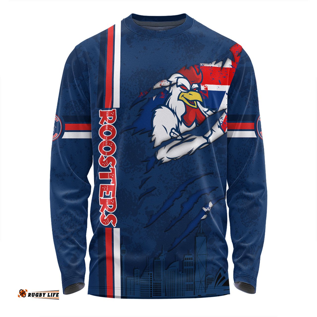 Amazing Aussie Sydney Roosters Happy Australia Day Flag Scratch Style Long Sleeve T-shirt