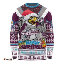 Amazing Aussie Manly Warringah Sea Eagles Christmas Custom Manly Santa Aussie Big Things Long Sleeve T-shirt
