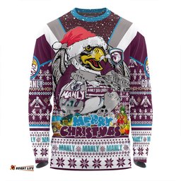 Amazing Aussie Manly Warringah Sea Eagles Christmas Custom Manly Santa Aussie Big Things Long Sleeve T-shirt