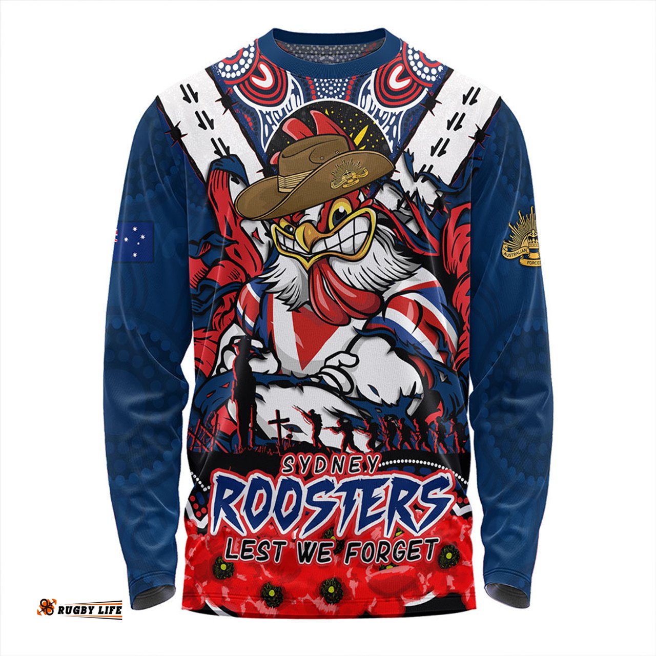 Amazing Aussie Sydney Roosters Ripped Legacy Of The Game The ANZAC Spirit Lives On Long Sleeve T-shirt