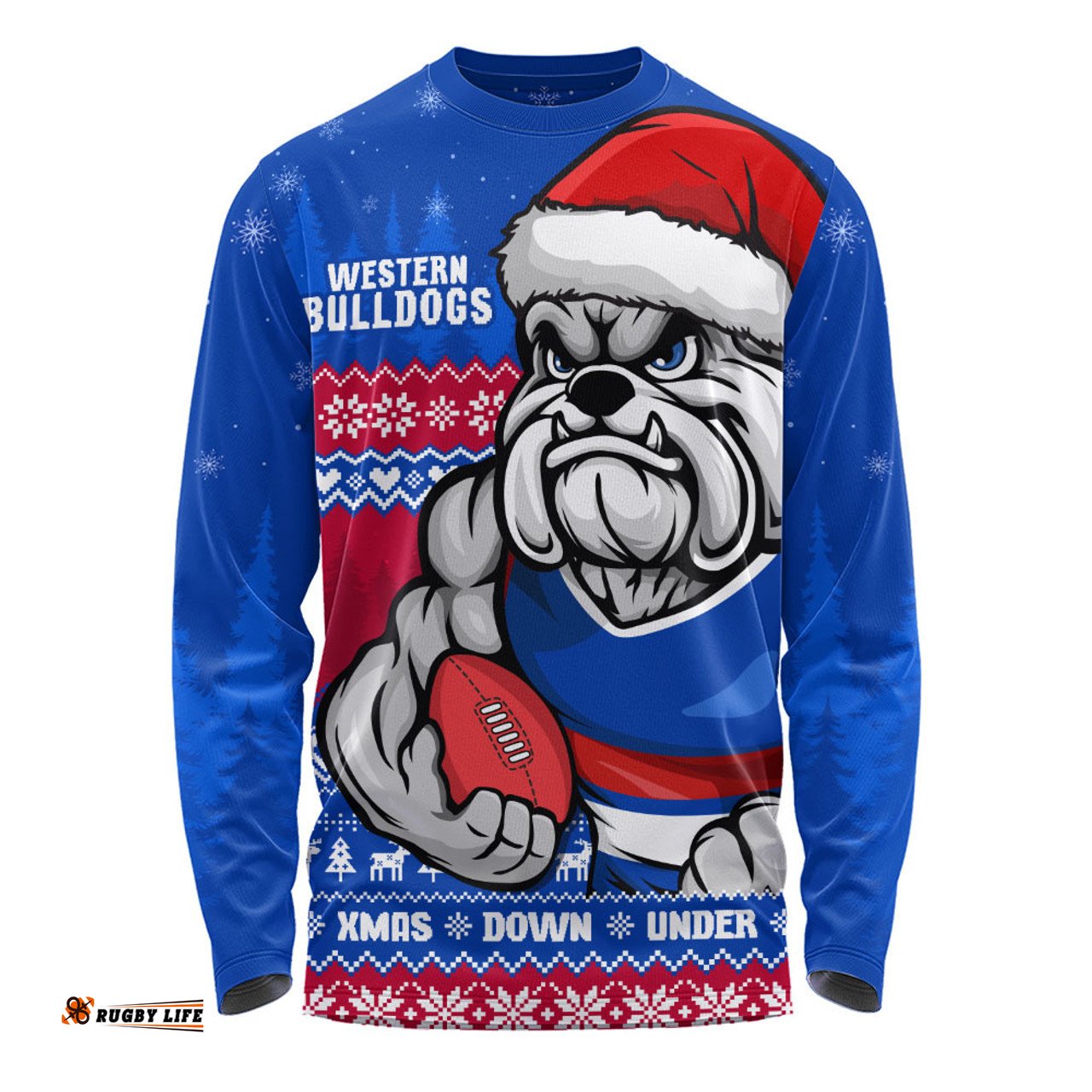 Amazing Aussie Western Bulldogs Merry Christmas Down Under Footy Power Style Long Sleeve T-shirt