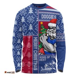 Amazing Aussie Western Bulldogs Merry Christmas Knit Style Festive Spirit Long Sleeve T-shirt