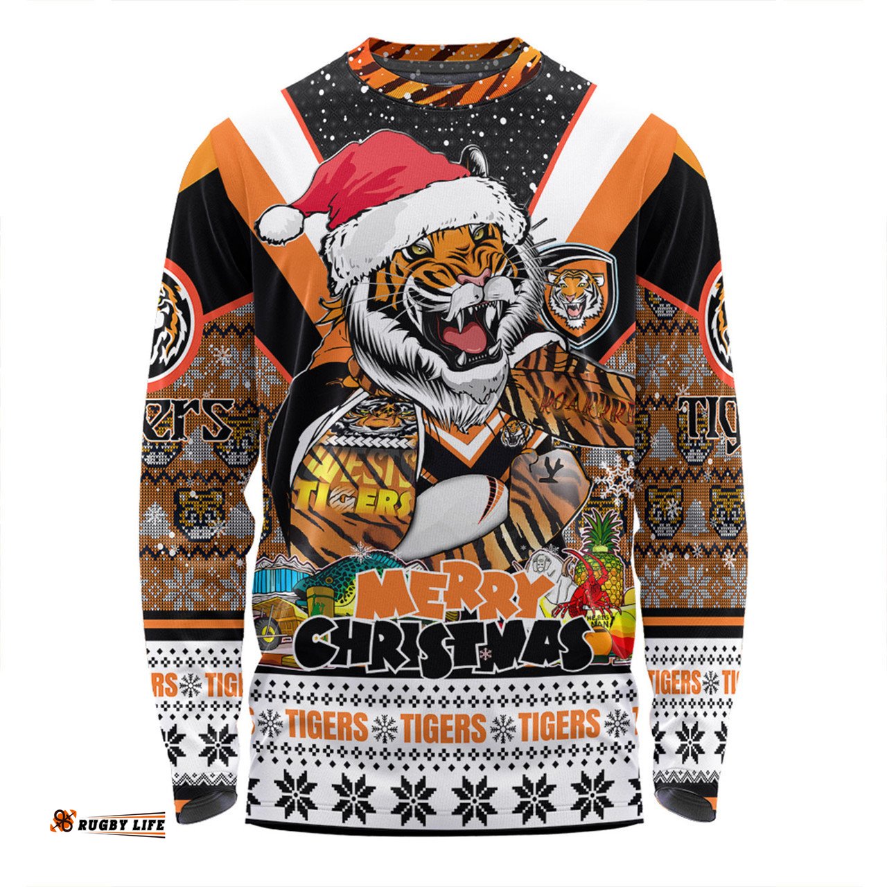 Amazing Aussie Wests Tigers Christmas Custom Tigers Santa Aussie Big Things Long Sleeve T-shirt