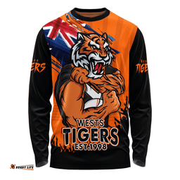 Amazing Aussie Wests Tigers Heart Of A Fighter Tough And Fearless Long Sleeve T-shirt